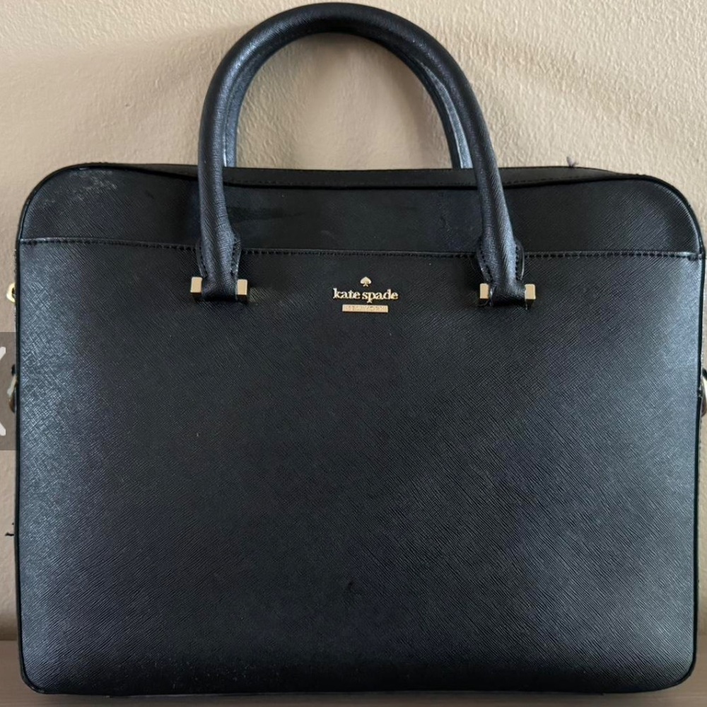 KATE SPADE BLACK SAFFIANO LEATHER 13"  BAG EUC msrp $298